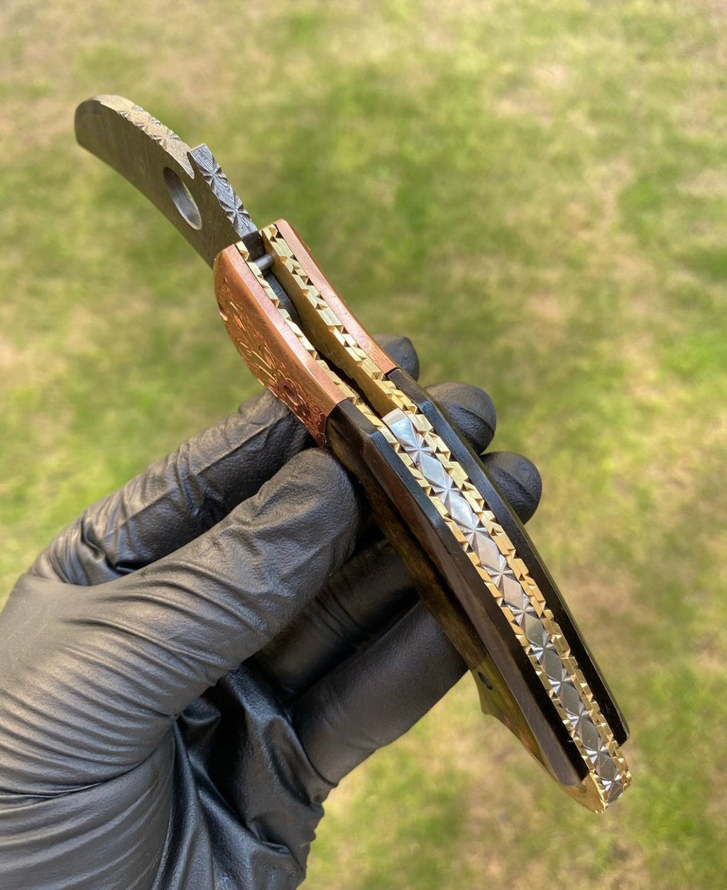 Damascus Folding Pocket knife With Karambit  Design