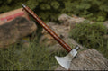 Damascus Hunting axe rose wood handle with leather sheath,
