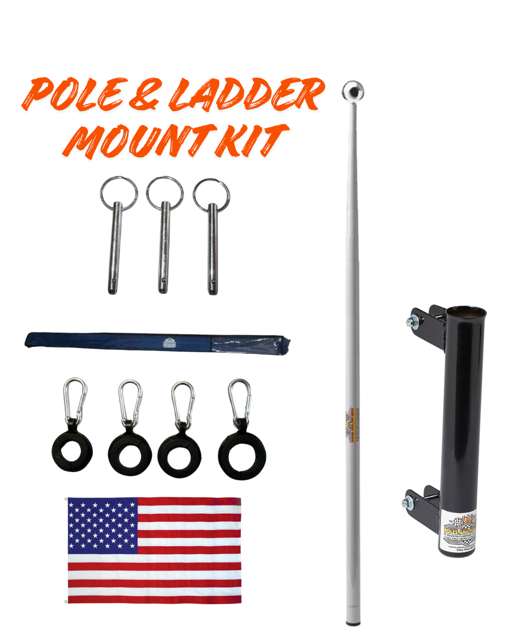 RV Flagpole Kit – Telescoping Pole + Ladder Mount | Poles and Holders