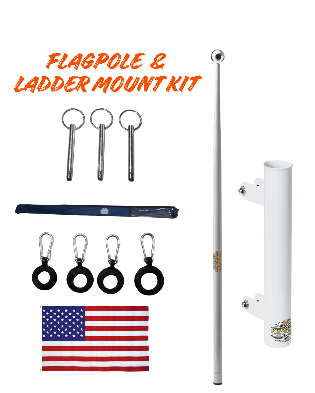 RV Flagpole Kit – Telescoping Pole + Ladder Mount | Poles and Holders