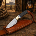 Ranchero Sheath Knife – D2 Blade Horn & Turquoise Handle
