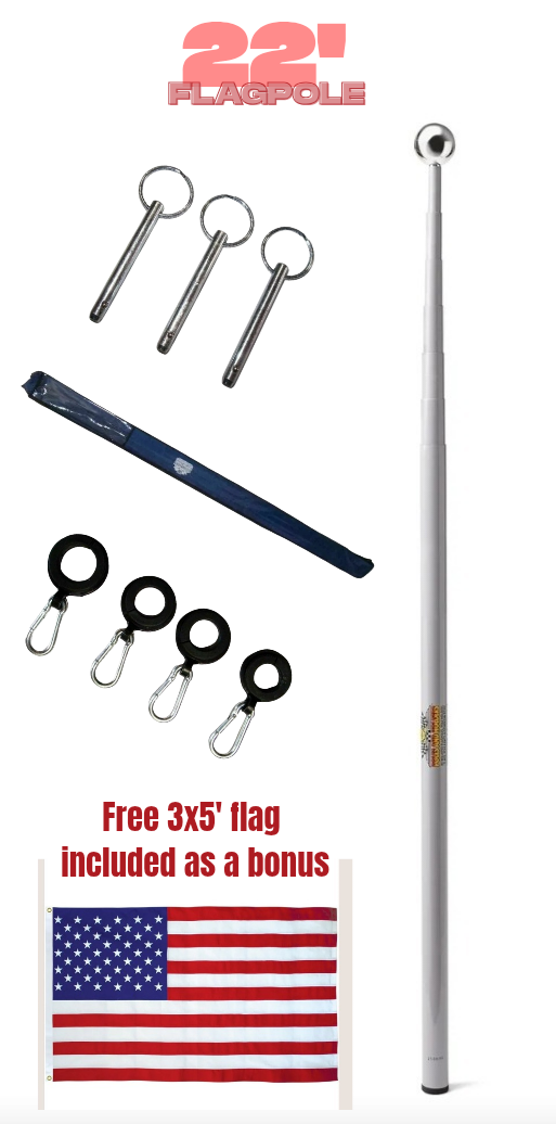 22' Fiberglass Telescoping RV Flagpole | Poles and Holders