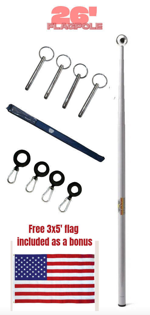 26' Fiberglass Telescoping RV Flagpole | Poles and Holders