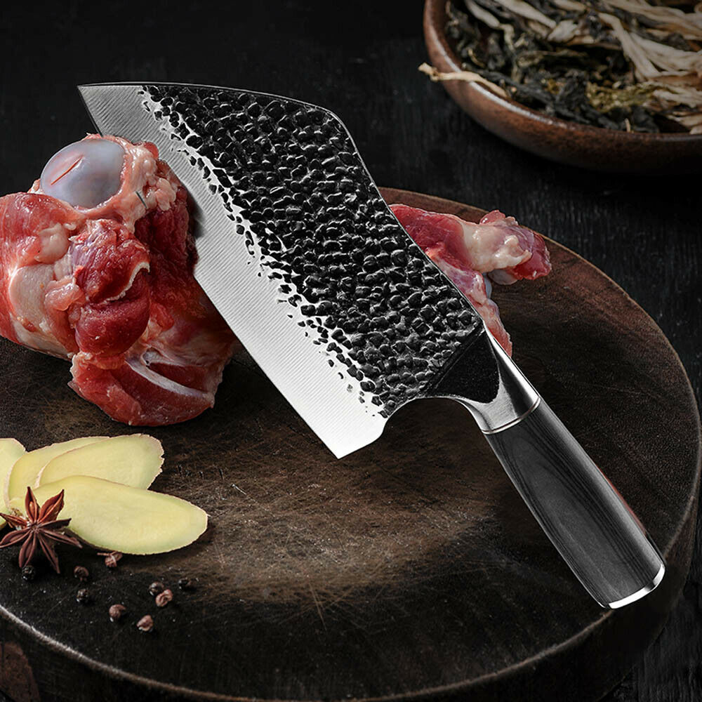 Japanese Cleaver Knife – 11” J2 Steel Blade with Rosewood Handle | Handmade Kitchen & Butcher’s Essential with Leather Sheath
