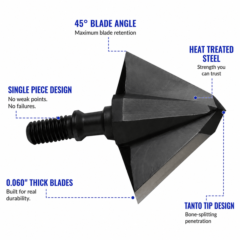 TOTA | 100 grain broadhead | 1-inch single bevel | fixed blade