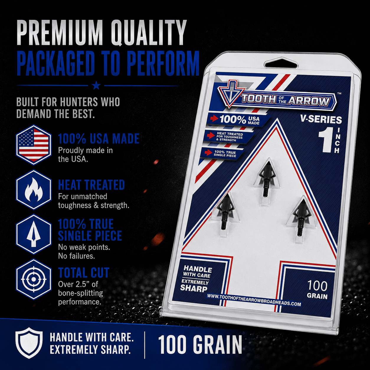 TOTA | 100 grain broadhead | 1-inch vented | fixed blade