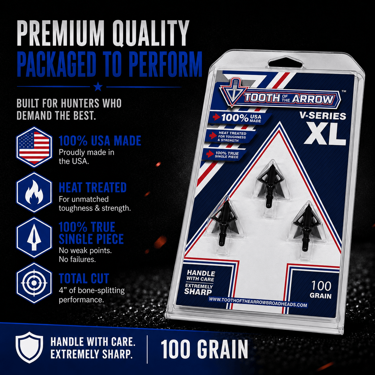 TOTA | 100 grain XL broadhead | 1-3/16-inch vented | fixed blade