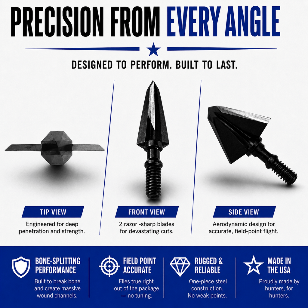 TOTA | 125 grain broadhead | 1-inch single bevel | fixed blade