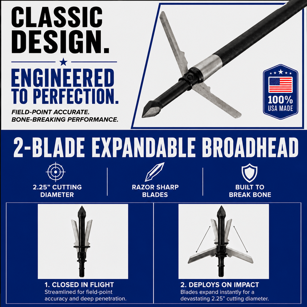 TOTA | 2-Blade Expandable Broadhead | 2.25” Cut | 125 Grain