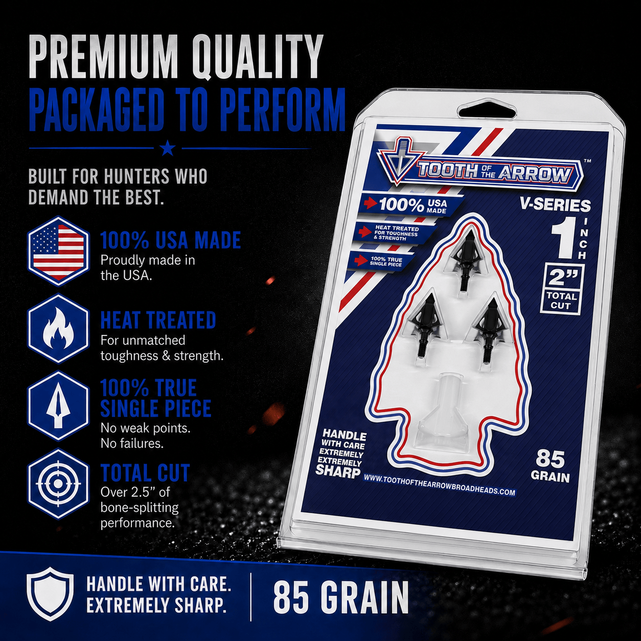 TOTA | 85 grain broadhead |1-inch vented | fixed blade